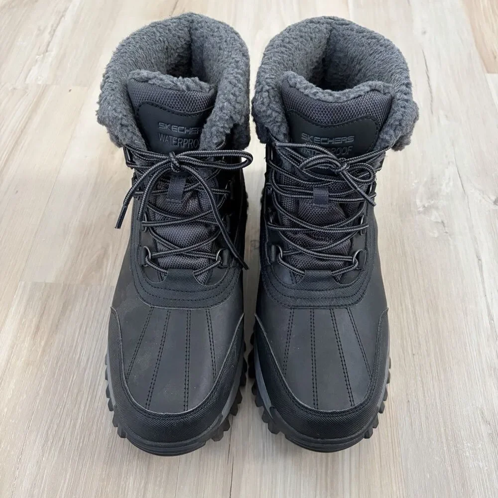 Skechers Mens Trekson Waterproof Boots Sz 12 Air Cooled Memory Foam Black